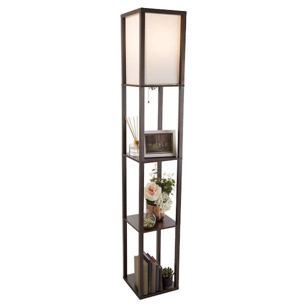 62.75 in. Brown Etagere Style Floor Lamp