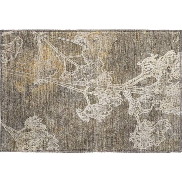 Mayfield Premium Machine Washable Abstract AMF2239 Khaki 2 ft. x 3 ft. Accent Rug