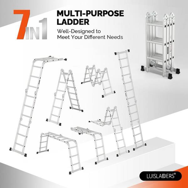 Angel Sar 12.5 ft. Reach 330 lb. Aluminium 7-in-1 Folding