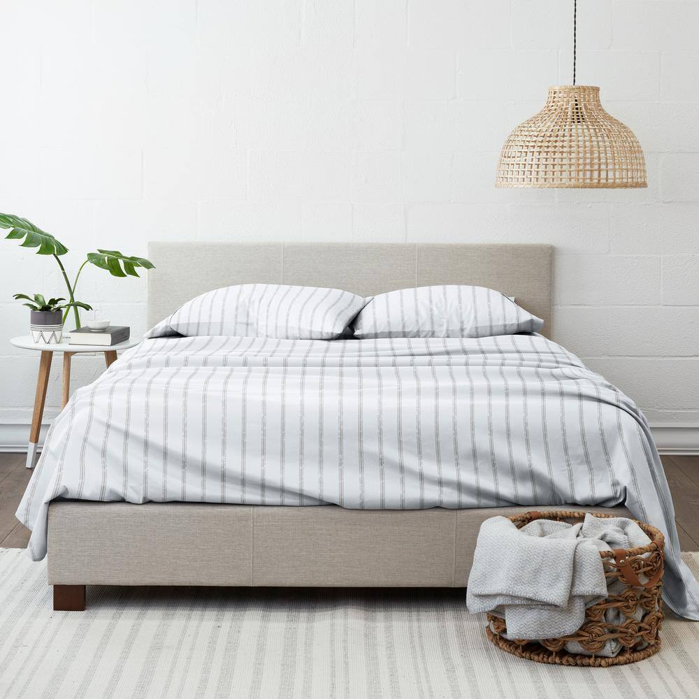 Twin Gray Chevron Deep Pocket Microfiber Sheet Set