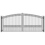 Paris Style 14 ft. x 6 ft. Black Steel Dual Driveway Fence Gate
