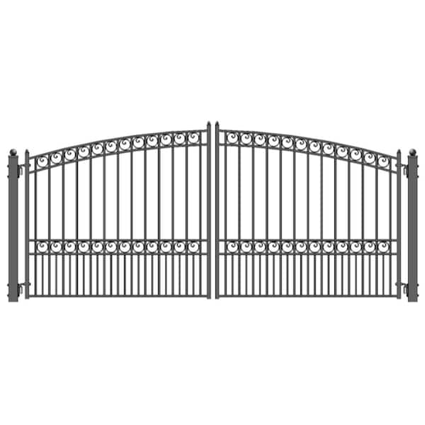 ALEKO Paris Style 14 ft. x 6 ft. Black Steel Dual Driveway Fence Gate