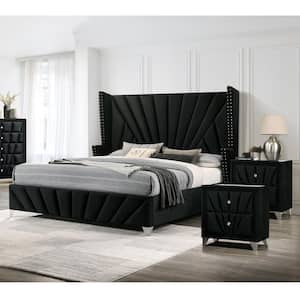 Leventina 3-Piece Black Queen Bedroom Set