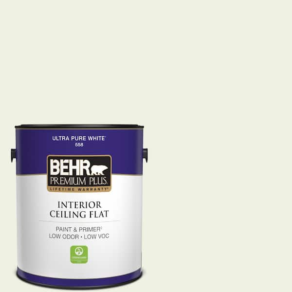 BEHR PREMIUM PLUS 1 gal. #410E-1 Frostwork Ceiling Flat Interior Paint