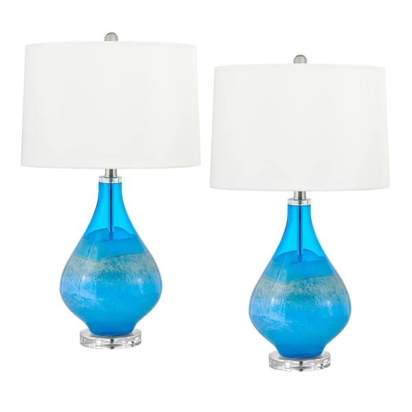 Molfetta 26 In Ocean Blue Fused Glass, Azure Clear Glass Table Lamp