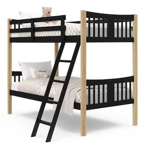 Caribou Black with Natural Solid Hardwood Twin Bunk Bed