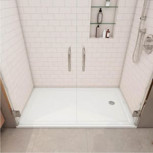 Architec 54 in. L x 36 in. W Alcove Shower Pan Base with Left Drain in White