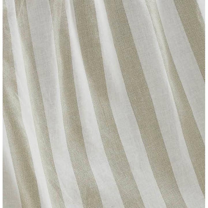 Soft White and Khaki Striped Cotton Queen Bed Skirt