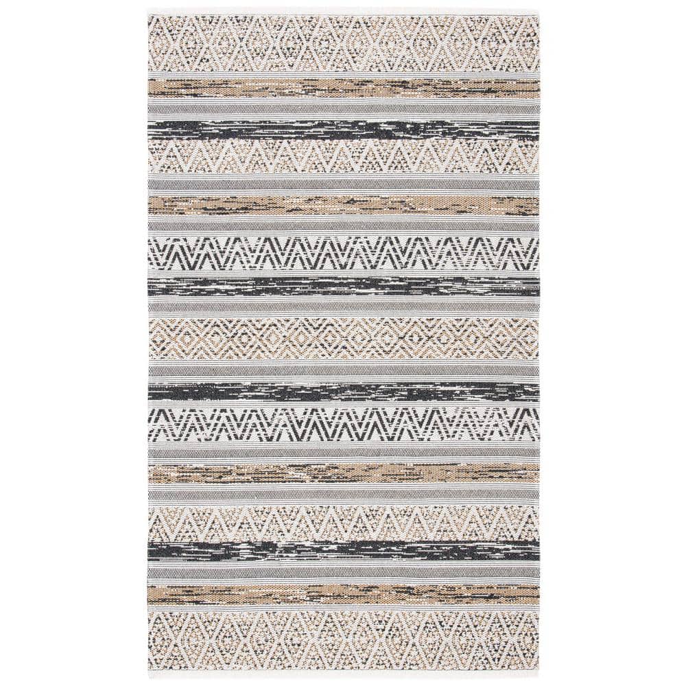 Augustine Ivory Geometric Flatweave Synthetic Area Rug 53"x65"