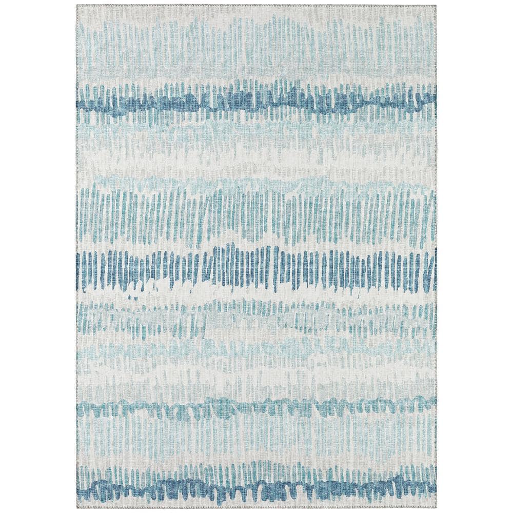 Rylee Blue 3 ft. x 5 ft. Geometric Indoor/Outdoor Area Rug