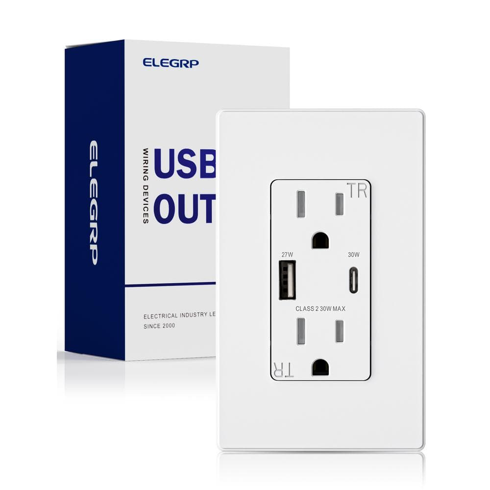 Reviews for ELEGRP 30Watt Type A & Type C USB Duplex Wall Outlet for