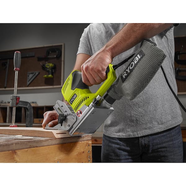 RYOBI 6 Amp Corded AC Biscuit Joiner Kit with Dust Collector and