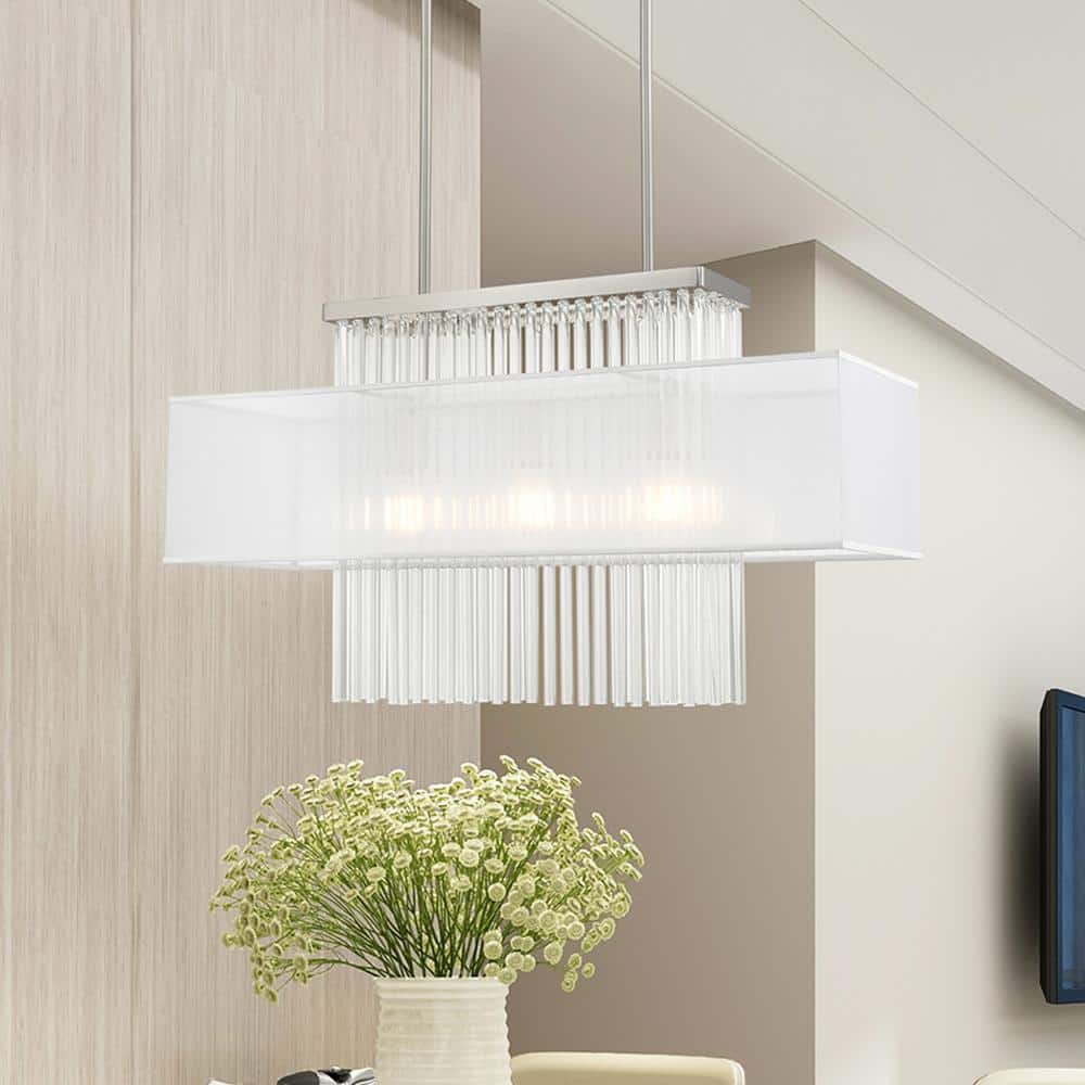 Elegant Alexis 3-Light Brushed Nickel Crystal Chandelier