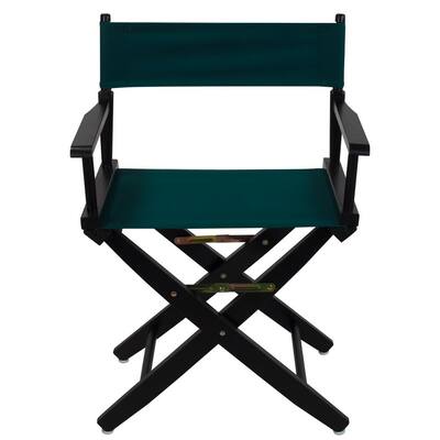 18 in. Extra-Wide Black Wood Frame/Hunter Green Canvas Seat Folding Directors Chair