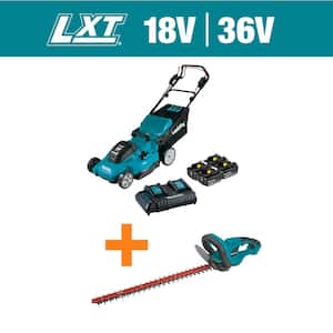 18V X2 (36V) LXT Cordless 21 in. Self-Propelled Lawn Mower Kit (4 batteries 5.0Ah) with 22 in. Hedge Trimmer