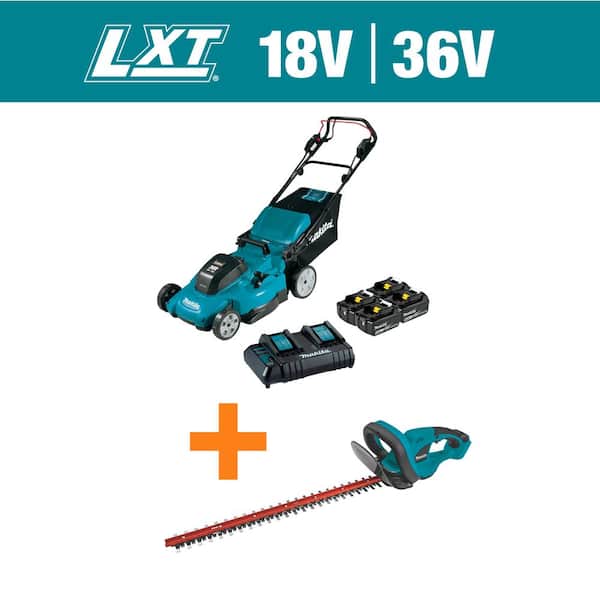 Makita 18V X2 (36V) LXT Cordless 21 in. Self-Propelled Lawn Mower Kit (4 batteries 5.0Ah) with 22 in. Hedge Trimmer