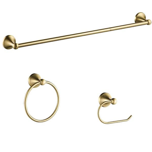 FORIOUS 3 -Piece Bath Hardware Set with Included Mounting Hardware in Brushed Gold