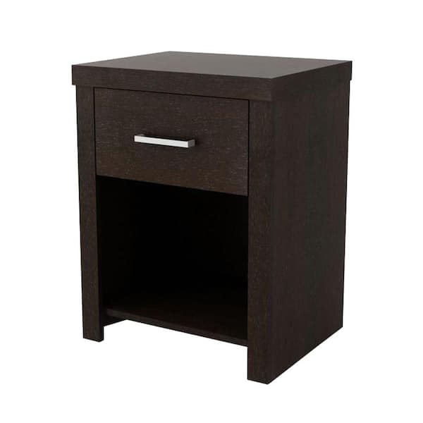 Ameriwood Hollow Core Contemporary 1-Drawer Nightstand in Black Forest