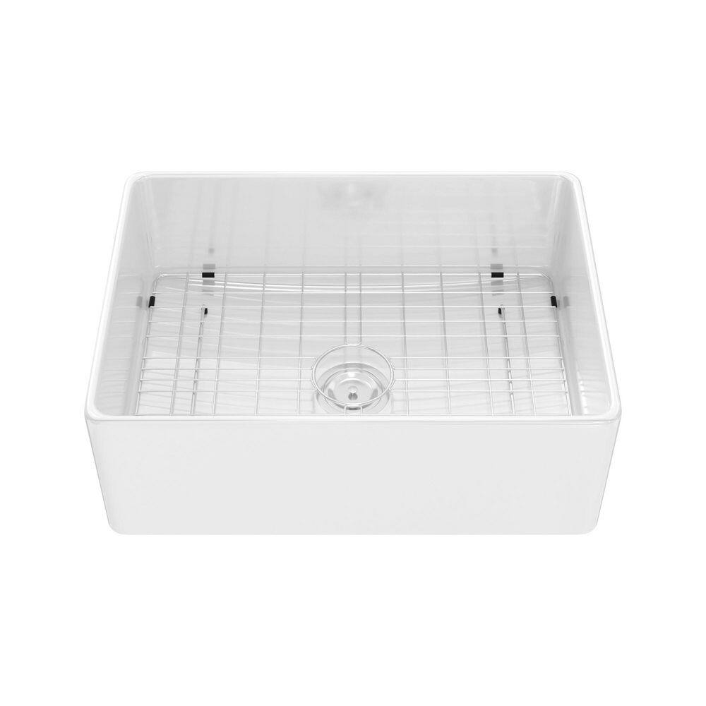 28 in. Farmhouse Single Bowl White Ceramic Kitchen Sink with Bottom Grids price history on PriceWatchPro