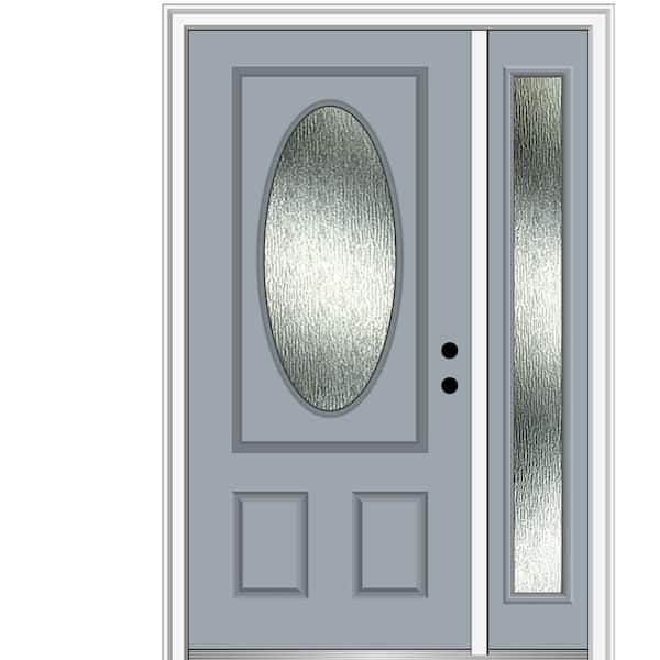 MMI Door 50 in. x 80 in. Left-Hand Inswing Rain Glass Storm Cloud Fiberglass Prehung Front Door on 6-9/16 in. Frame