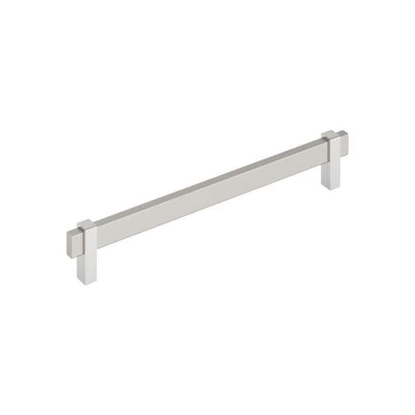 Mulino 8-13/16 in. (224mm) Center-to-Center Modern Satin Nickel/Polished Chrome Bar Cabinet Pull