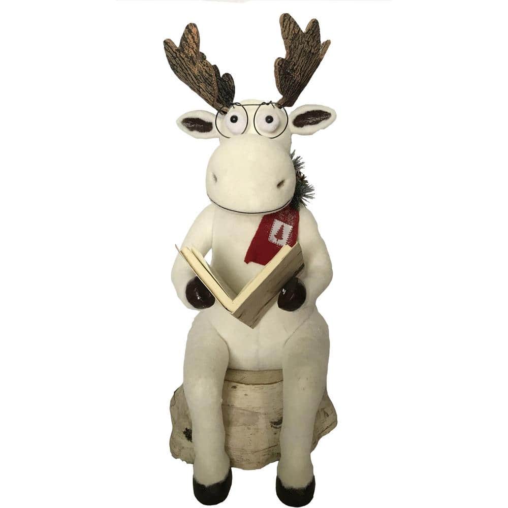 32 in. Christmas Mr. and Mrs. Moose Reading
