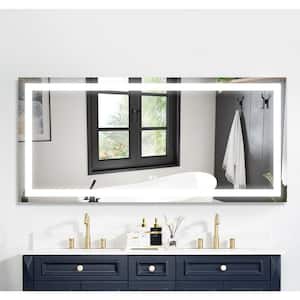 60 in. W x 28 in. H Large Rectangular Aluminum Frameless Dimmable Anti-Fog Wall LED Bathroom Vanity Mirror in White