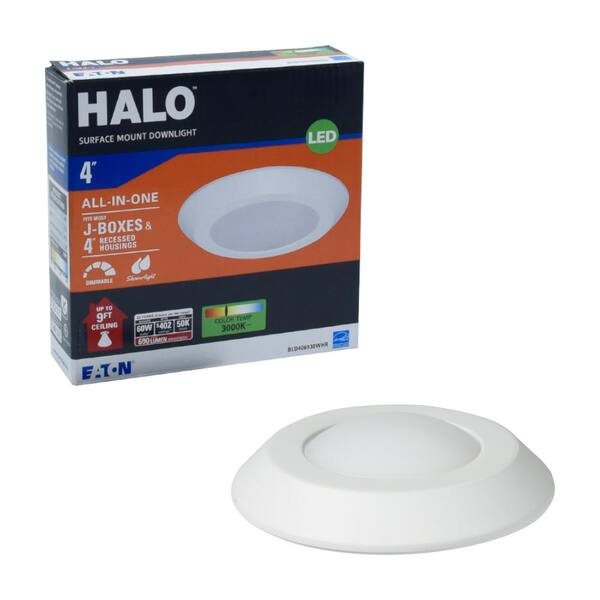 HALO BLD 4 in. 3000K Soft White Color Temperature Integrated LED Recessed  Surface Mount Trim