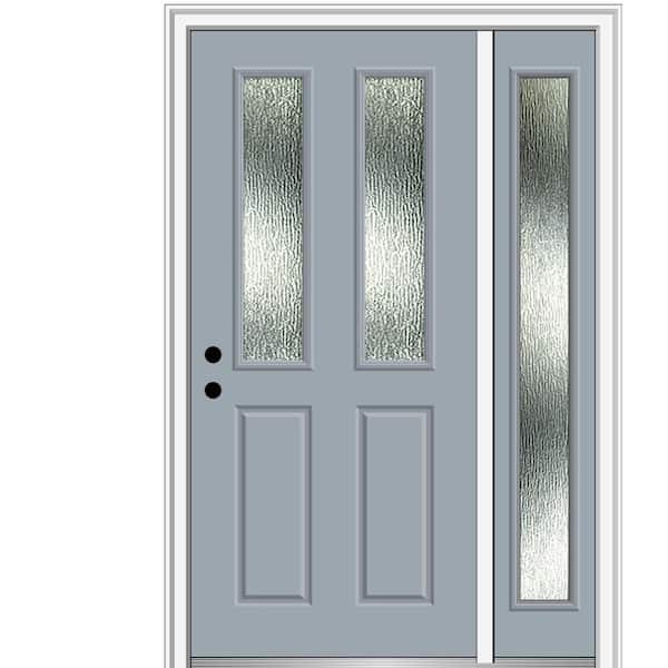 MMI Door 48 in. x 80 in. Right-Hand Inswing Rain Glass Storm Cloud Fiberglass Prehung Front Door on 4-9/16 in. Frame