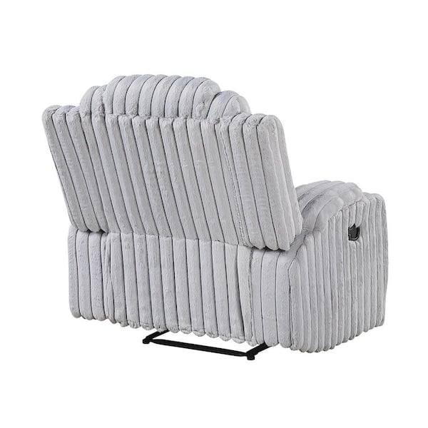Lazzara Phoebe Light Gray Corduroy Manual Recliner with Cup