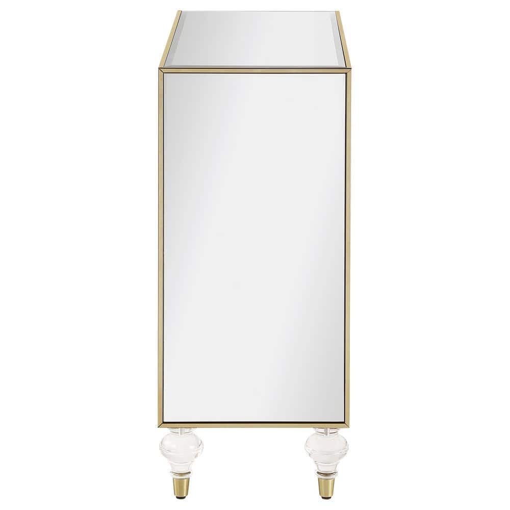 Glamorous Mirror and Champagne 2-Door Accent Cabinet