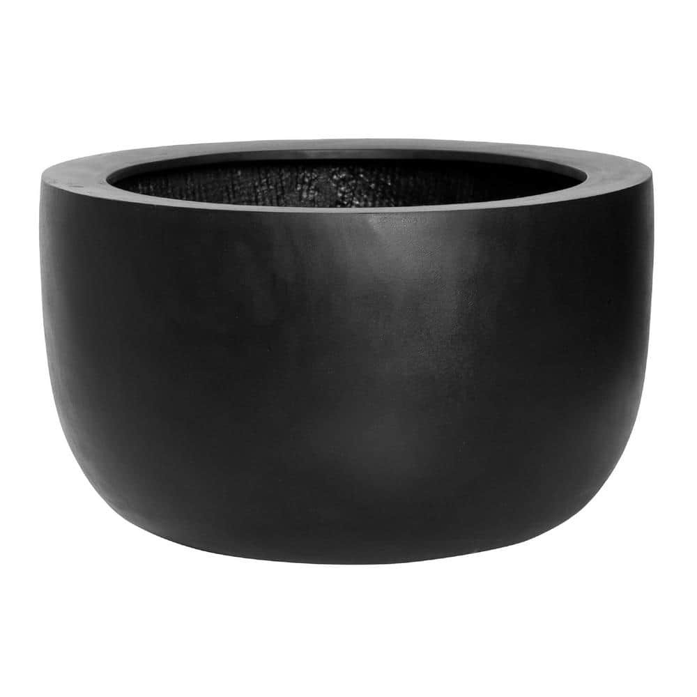 PotteryPots Sunny Large 17.7 in. Dia Black Fiberstone Indoor Outdoor ...