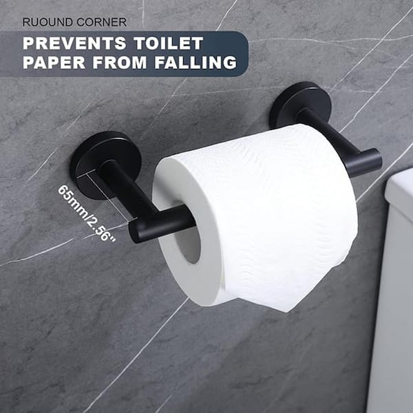 Double Post Pivoting Wall Mounted Towel Bar Toilet Paper Holder Bath Hardware Accessory in Matte Black