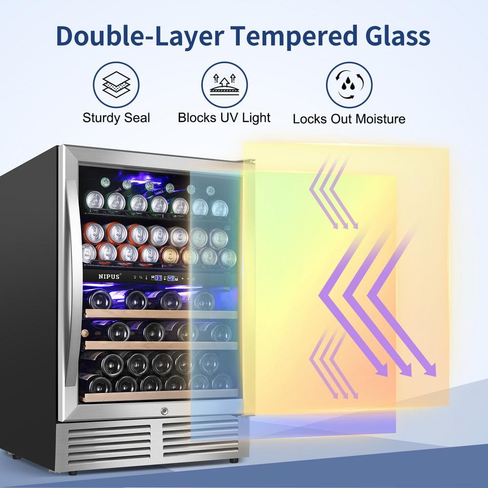 Nipus 24 Inch Dual Zone Stainless Steel Wine and Beverage Refrigerator