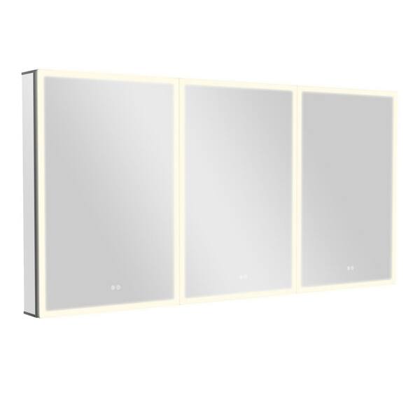 Unbranded 60 in. W x 30 in. H Rectangular Aluminum Alloy Medicine Cabinet with Mirror