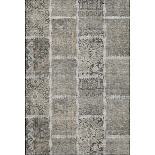 Mayfield Premium Machine Washable Indoor/Outdoor Geometric AMF635 Taupe 2 ft. 6 in. x 3 ft. 10 in. Area Rug