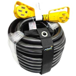 50 ft. 6/3+8/1 50 Amp 125/250-Volt Outdoor NEMA 14-50 RV/EV/Generator Extension Cord With Handle/Lighted End, Black