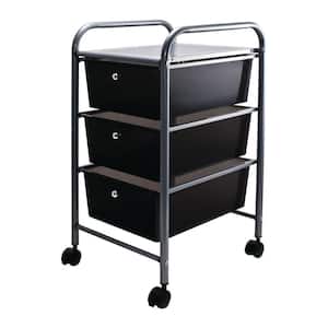 3-Drawer Metal File Organizer Cart in Black