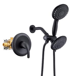 10-Spray Patterns Rain Mixer Shower Combo 6 in. Wall Mount Dual Shower Head and Handheld Shower Head in Matte Black