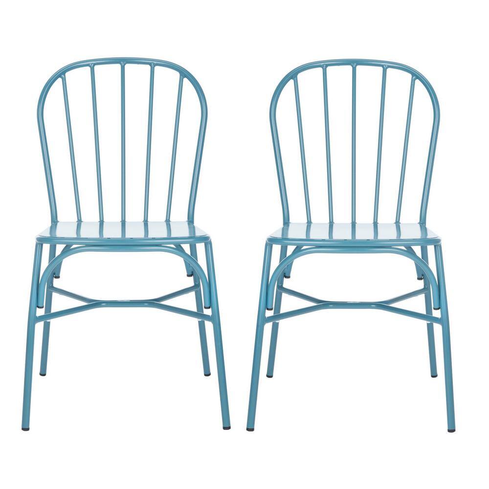Matte Navy Blue Aluminum Stackable Side Chair Set