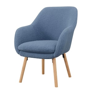 Take a Seat Charlotte Blue Sherpa Polyester Wood Leg Accent Chair