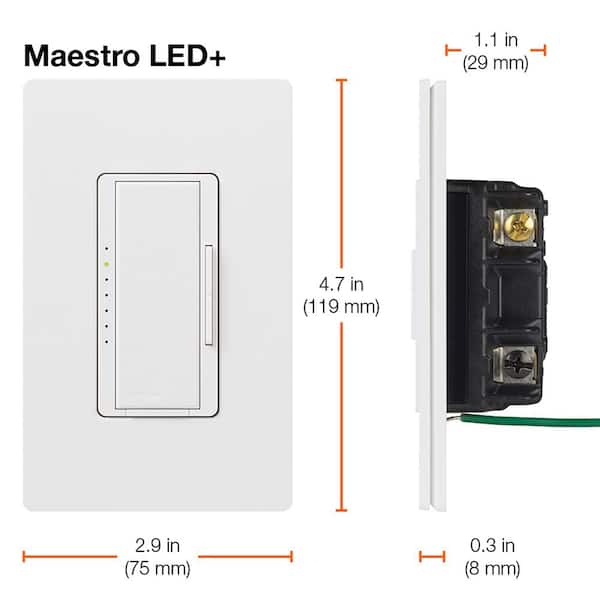 Lutron Maestro LED+ Dimmer Switch for Dimmable LED Bulbs, 150W