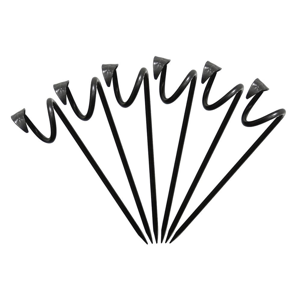 Black Wrought Iron Leaf-End Hose Guides, Set of 6