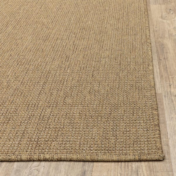 Averley Home Caicos Tan 9 Ft X 13 Solid Basket Weave Indoor Outdoor Area Rug 819862 The Depot Averley Home Caicos Tan 9 Ft X 13, Outdoor Sisal Rugs Home Depot