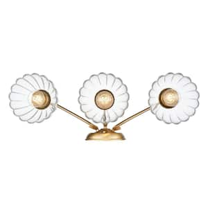 Audra 9.5 in. 3-Light Gold Vanity Light with Clear Glass