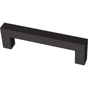Modern Square 3-3/4 in. (96 mm) Matte Black Cabinet Drawer Pull Bar with Open Back Design