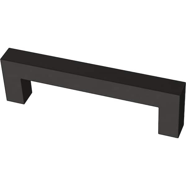 Liberty Modern Square 3-3/4 in. (96 mm) Matte Black Cabinet Drawer Pull Bar with Open Back Design
