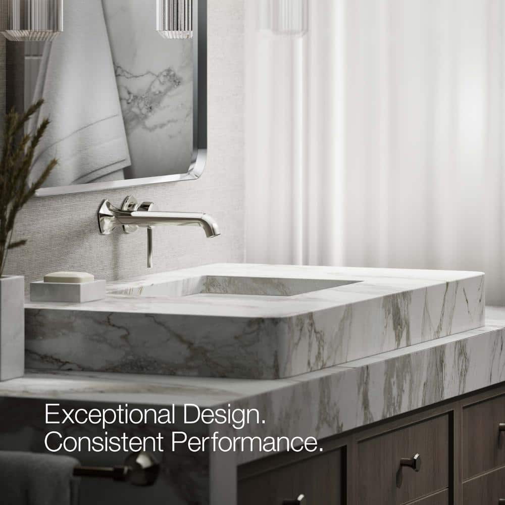 Occasion 1960s Glam Wall-Mount Bathroom Faucet, Vibrant Polished Nickel
