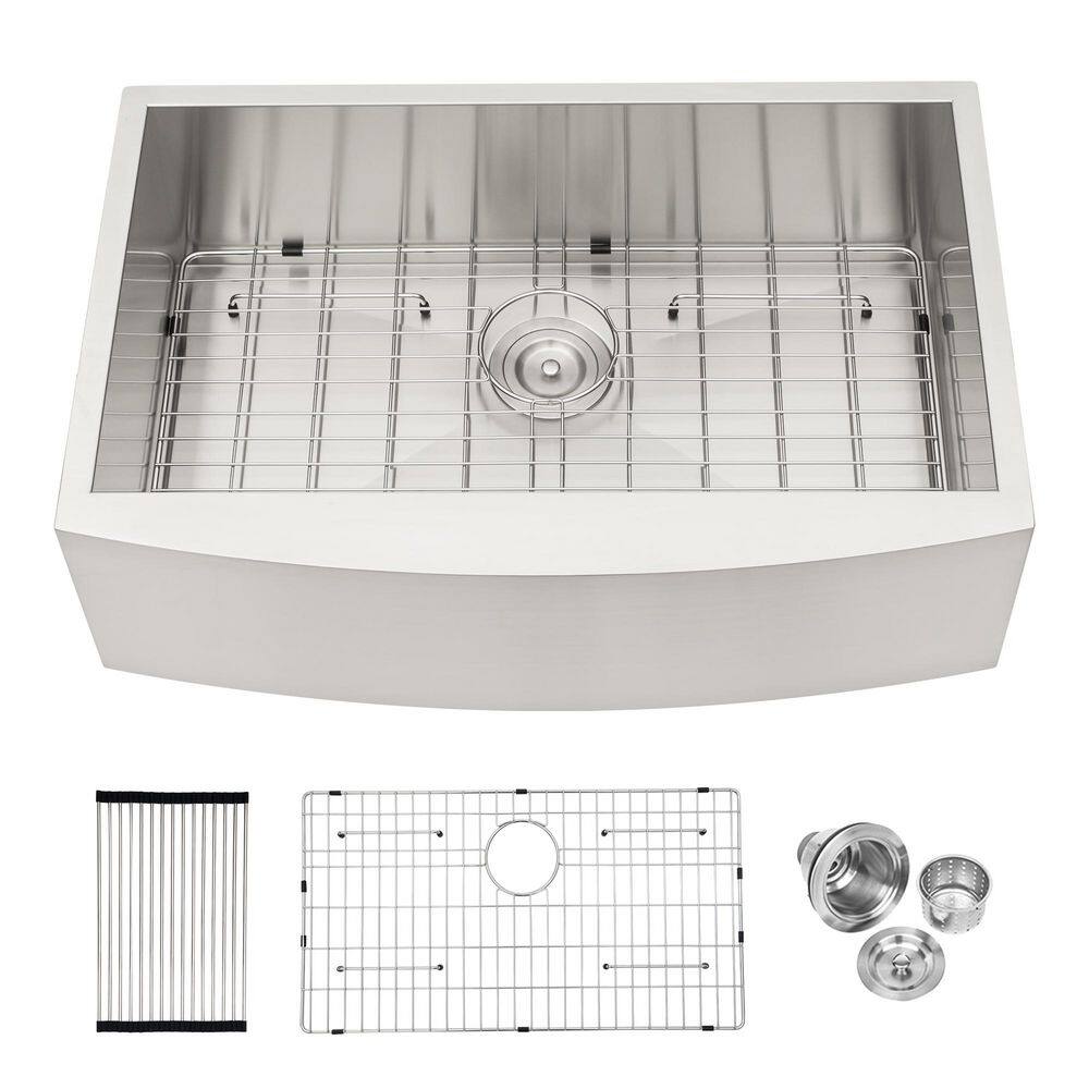 33 in. Farmhouse Single Bowl 16 Gauge Brushed Nickel Stainless Steel Kitchen Sink price history on PriceWatchPro