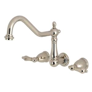 Heritage 2-Handle Wall-Mount Standard Kitchen Faucet in Polished Nickel